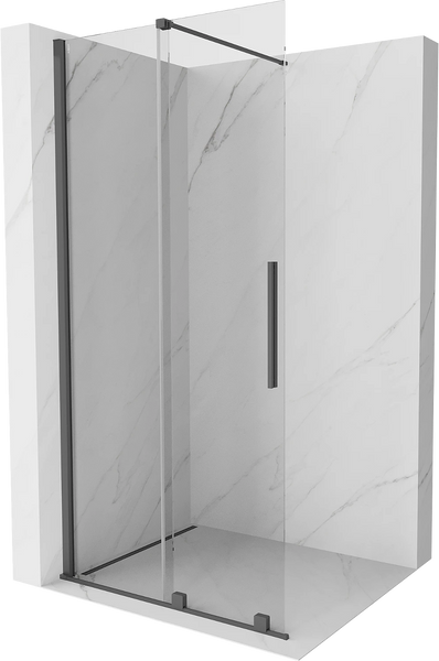 MEXEN VELAR WALK-IN SLIDING SHOWER DOOR- TRANSPARENT, GUN GRAY BRUSHED