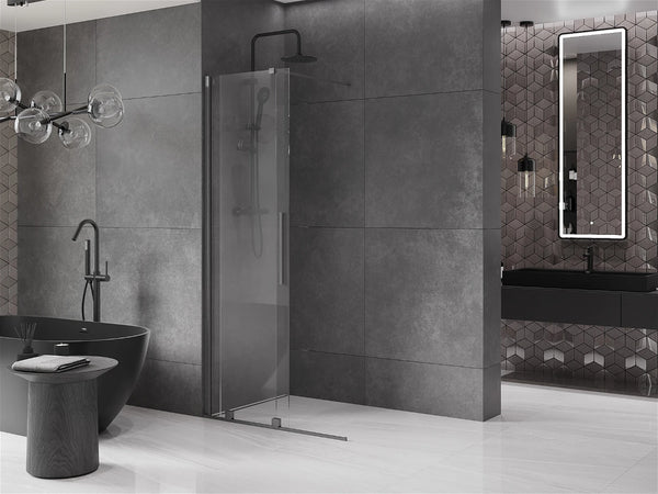 MEXEN VELAR WALK-IN SLIDING SHOWER DOOR- TRANSPARENT, GUN GRAY BRUSHED