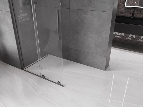 MEXEN VELAR WALK-IN SLIDING SHOWER DOOR- TRANSPARENT, GUN GRAY BRUSHED