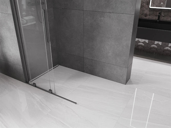 MEXEN VELAR WALK-IN SLIDING SHOWER DOOR- TRANSPARENT, GUN GRAY BRUSHED