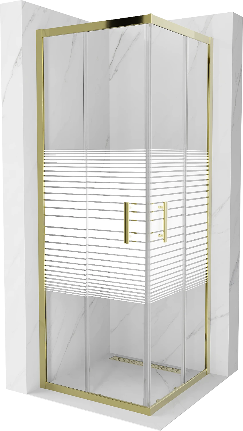 MEXEN RIO SHOWER ENCLOSURE-SQUARE-STRIPES/GOLD