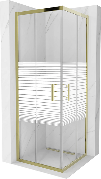 MEXEN RIO SHOWER ENCLOSURE-SQUARE-STRIPES/GOLD