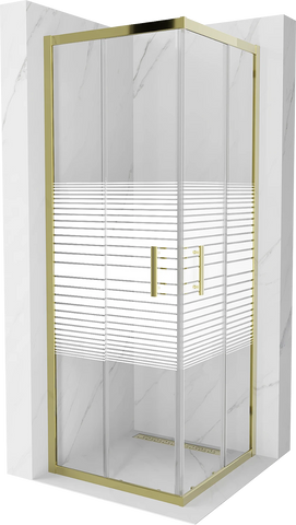 MEXEN RIO SHOWER ENCLOSURE-SQUARE-STRIPES/GOLD