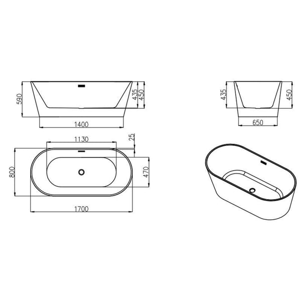 FLAVIA FREESTANDING BATH 1700x800mm - OkBaths