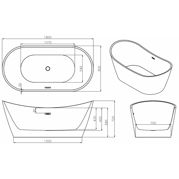 MEXEN MONTANA FREESTANDING BATH 1800x900mm