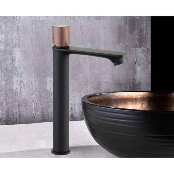 ROYO ONE BASIN TAP BLACK-ROSE GOLD TALL + 5 MORE COLOURS - OkBaths