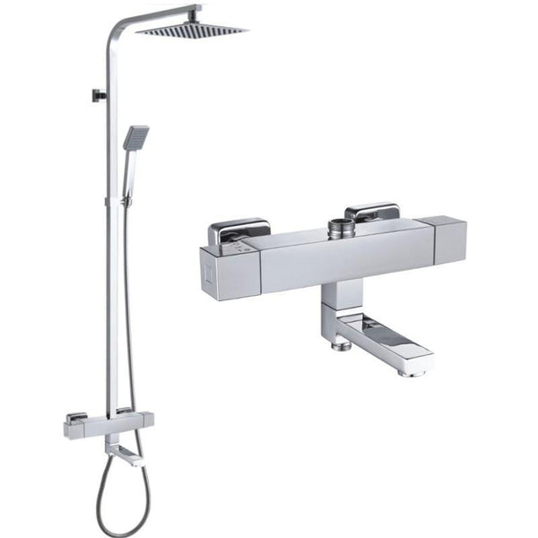 TIM BATH-SHOWER SET WITH SQUARE RAIN SHOWER THERMOSTATIC - OkBaths