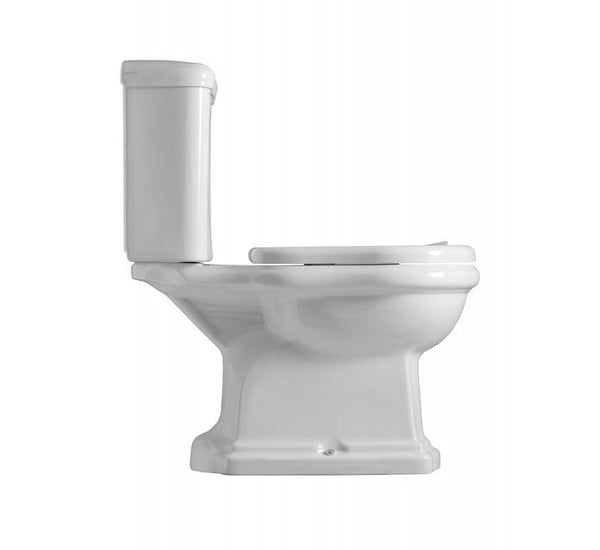 RETRO SET-BACK TO WALL TOILET+ TOILET BOARD SLOWLY CLOSING+ FLUSH+FLUSHING SYSTEM WHITE/CHROME - OkBaths