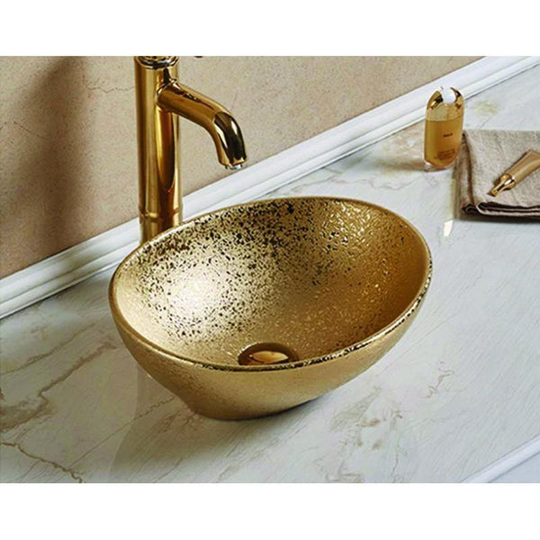 ELZA COUNTERTOP BASIN 400x340mm STRUCTURE GOLD - OkBaths