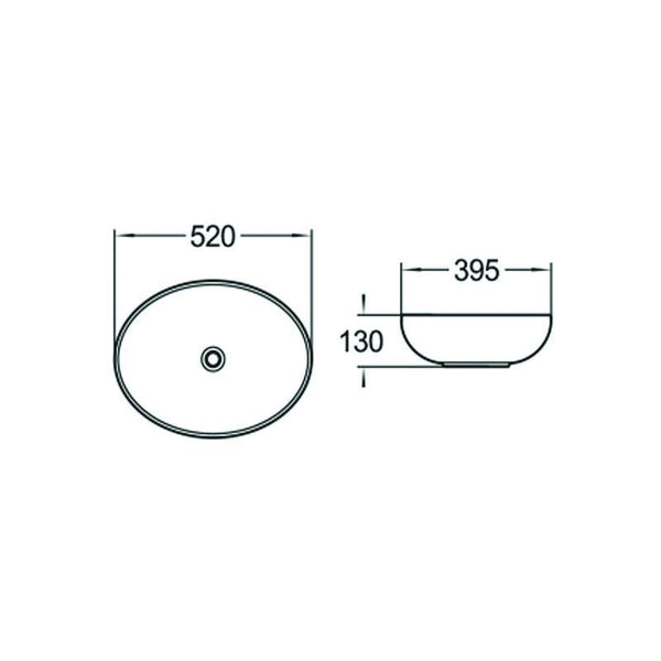 JOWITA COUNTERTOP BASIN 520x395mm WHITE - OkBaths