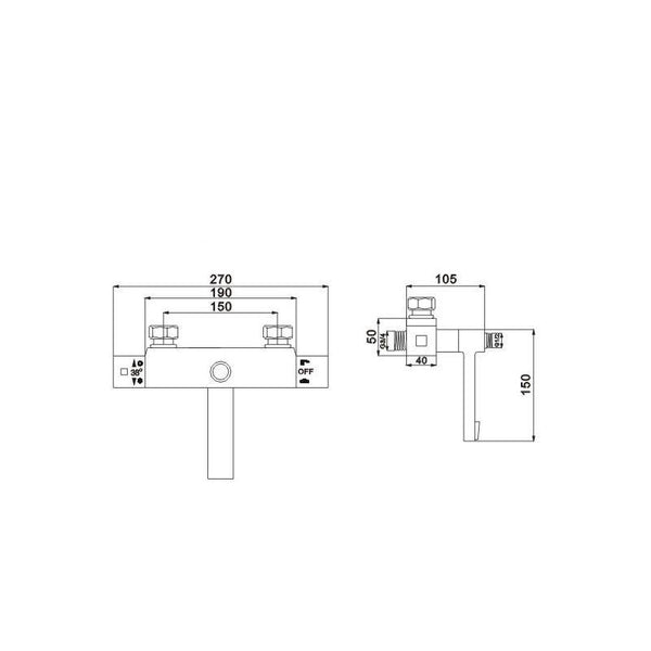 TIM BATH-SHOWER SET WITH SQUARE RAIN SHOWER THERMOSTATIC - OkBaths