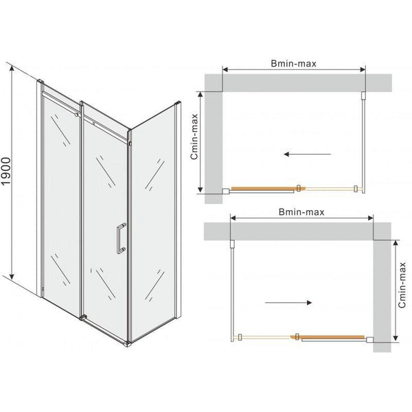 OMEGA SHOWER ENCLOSURE WITH SLIDING DOOR,GLASS THICKNESS 8mm,GREY - OkBaths