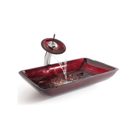 VELDMAN BURGUNDY GLASS RECTANGULAR SINK + ACCESSORIES TO CHOOSE