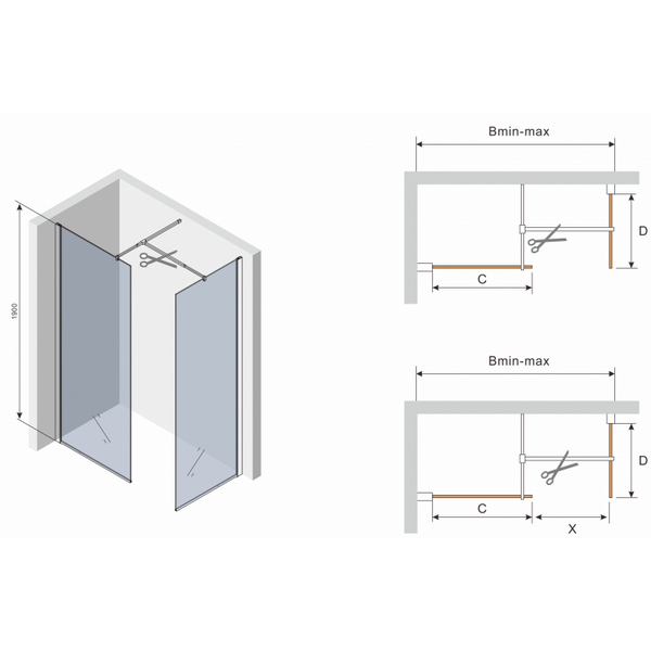 FOX SHOWER WALK IN TRANSPARENT,6mm-GLASS THICKNESS - OkBaths