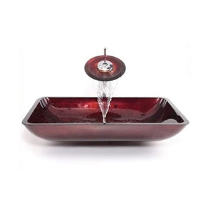 VELDMAN BURGUNDY GLASS RECTANGULAR SINK + ACCESSORIES TO CHOOSE