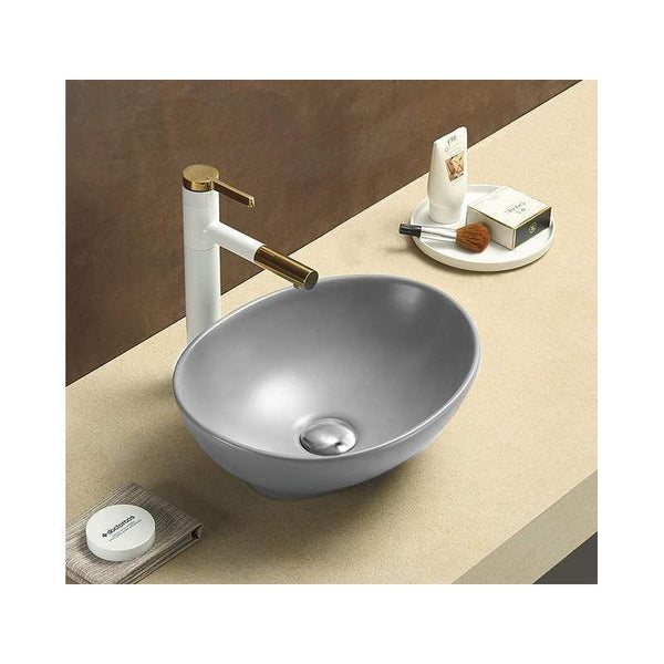 ELZA COUNTERTOP BASIN 400x340mm GREY MAT - OkBaths