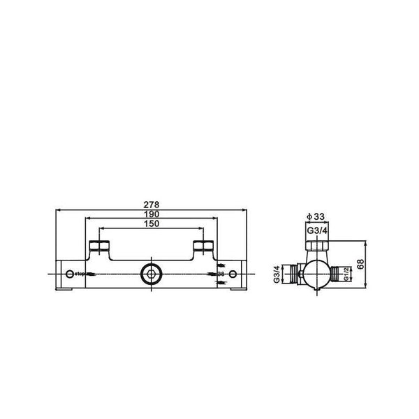 DENIS SHOWER SET WITH ROUND RAIN SHOWER THERMOSTATIC - OkBaths