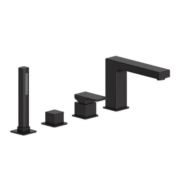 CUBE BATHTUB TAP BLACK 4 OUTPUTS - OkBaths