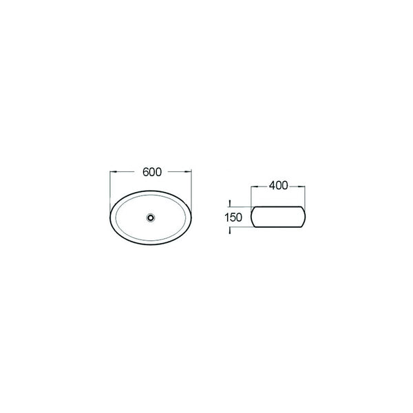 SILVIA COUNTERTOP BASIN 600x400mm WHITE