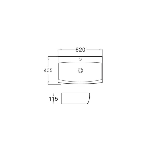 SALLY COUNTERTOP BASIN 620x405mm WHITE