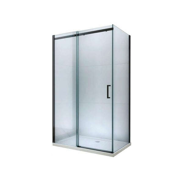 OMEGA SHOWER ENCLOSURE WITH SLIDING DOORS,GLASS THICKNESS 8mm,TRANSPARENT-BLACK FINISH - OkBaths