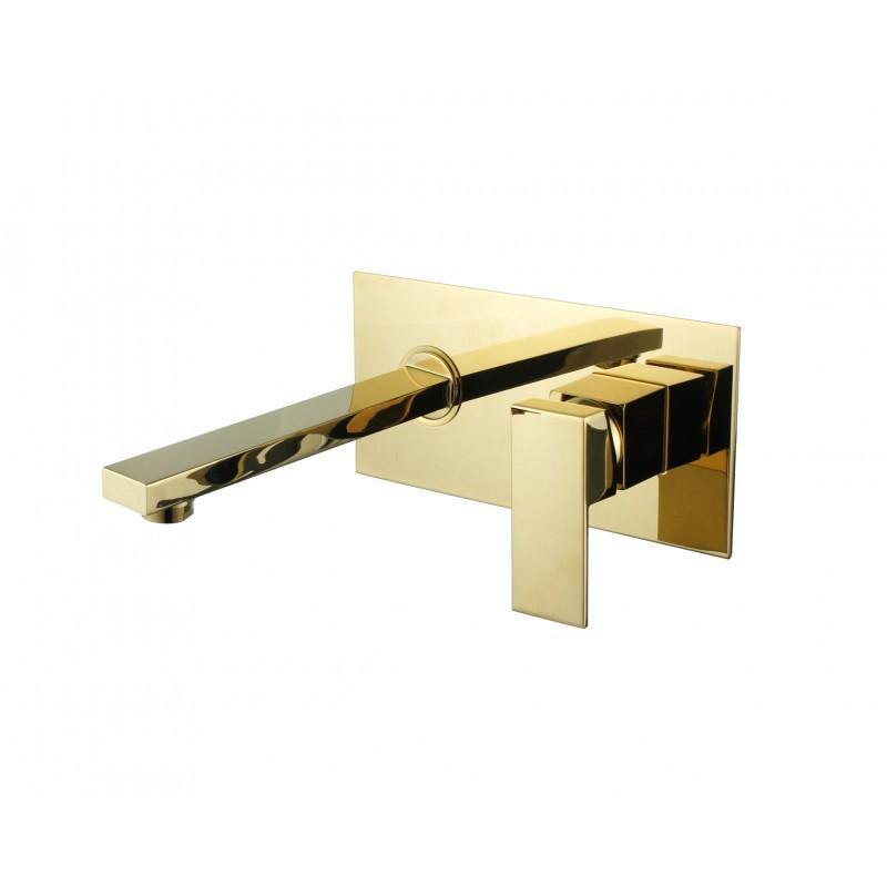 CUBE WALL MOUNTED BASIN TAP GOLD - OkBaths