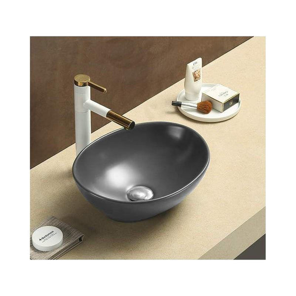 ELZA COUNTERTOP BASIN 400x340mm DARK GREY MAT - OkBaths