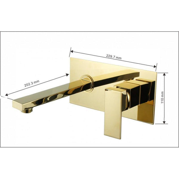 CUBE WALL MOUNTED BASIN TAP GOLD - OkBaths