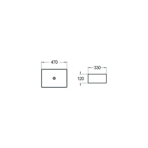 DINA COUNTERTOP BASIN 470x330mm WHITE - OkBaths