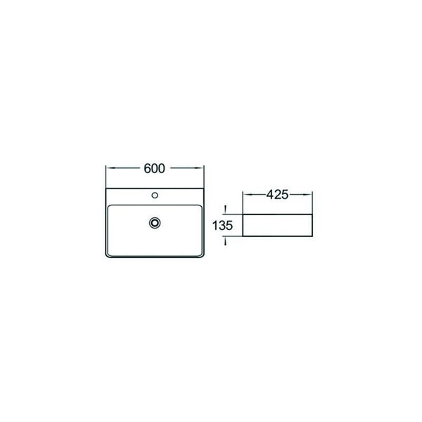 LARA COUNTERTOP BASIN 600x420mm WHITE - OkBaths