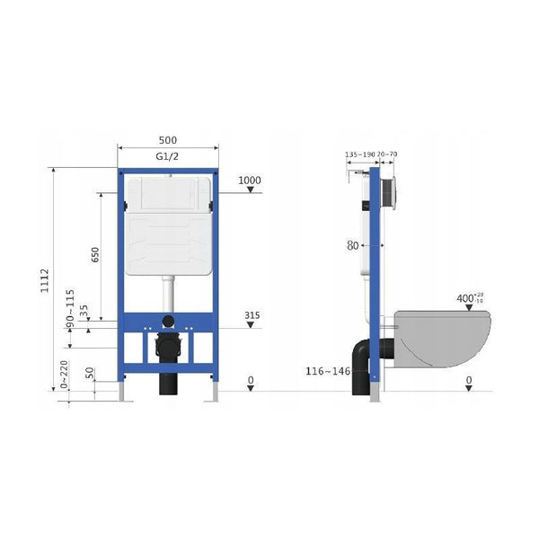 FENIX CONCEALED FRAMES TO WC SLIM 80mm - OkBaths