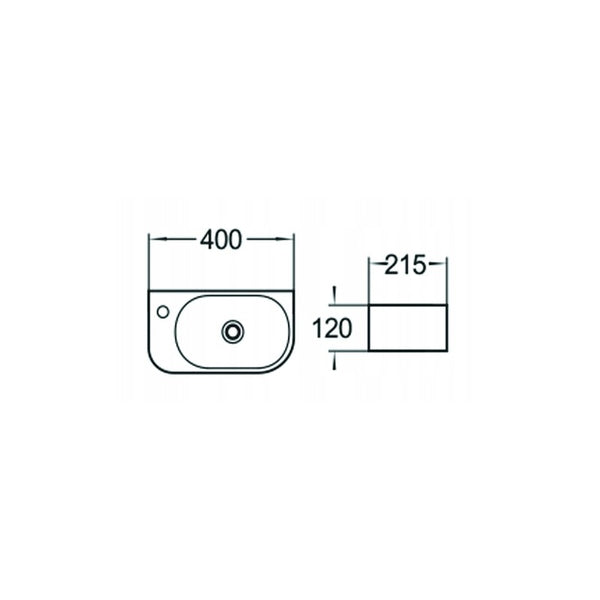 VIERA COUNTERTOP BASIN 400x210mm WHITE