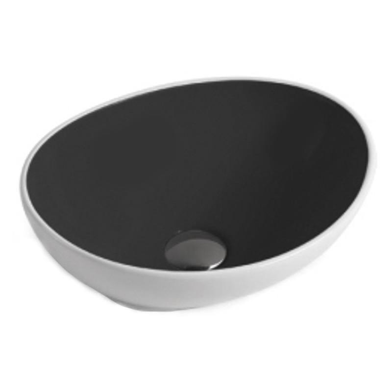 ELZA COUNTERTOP BASIN 400x340mm WHITE-BLACK - OkBaths