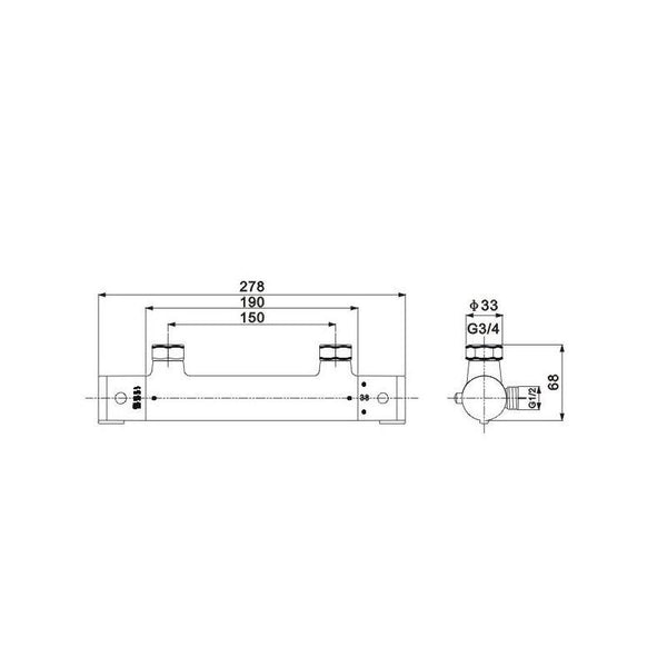 DENIS SHOWER SET SQUARE RAIN SHOWER THERMOSTATIC - OkBaths