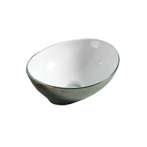 ELZA COUNTERTOP BASIN 400x340mm SILVER-WHITE - OkBaths