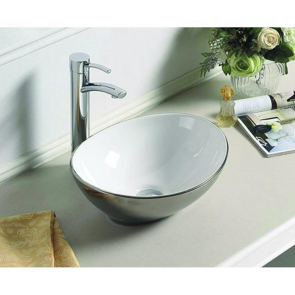 ELZA COUNTERTOP BASIN 400x340mm SILVER-WHITE - OkBaths