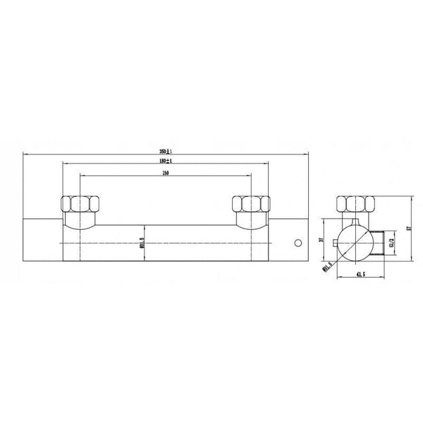 DENIS SHOWER SET SQUARE RAIN SHOWER THERMOSTATIC - OkBaths