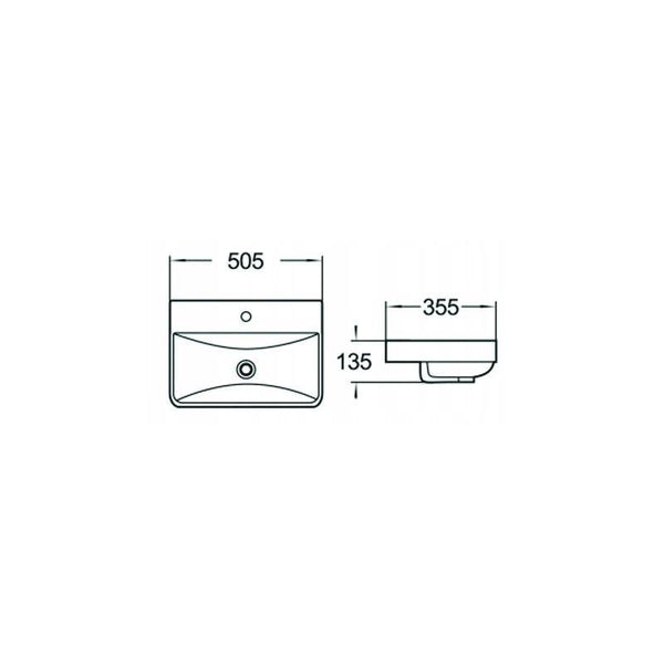 DAGNA COUNTERTOP BASIN 505x355mm WHITE - OkBaths