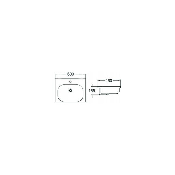 ERIKA RECESSED BASIN 600x460mm WHITE - OkBaths