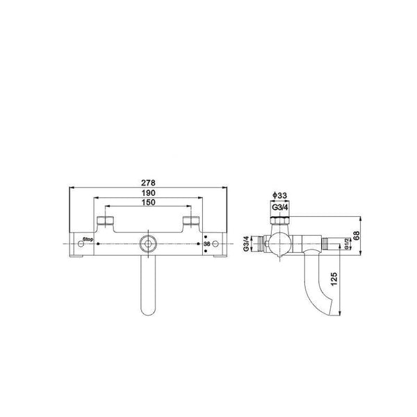 DENIS SHOWER SET ROUND RAIN SHOWER THERMOSTATIC - OkBaths