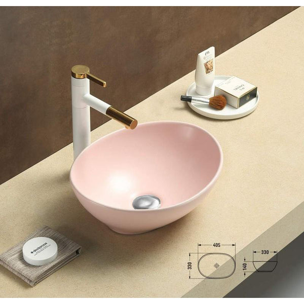 ELZA COUNTERTOP BASIN 400x340mm PINK MAT - OkBaths