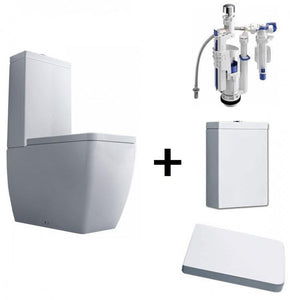 RETRO SET EGO BACK TO WALL TOILET+ TOILET BOARD SLOWLY CLOSING+FLUSH+FLUSHING SYSTEM WHITE/CHROME - OkBaths