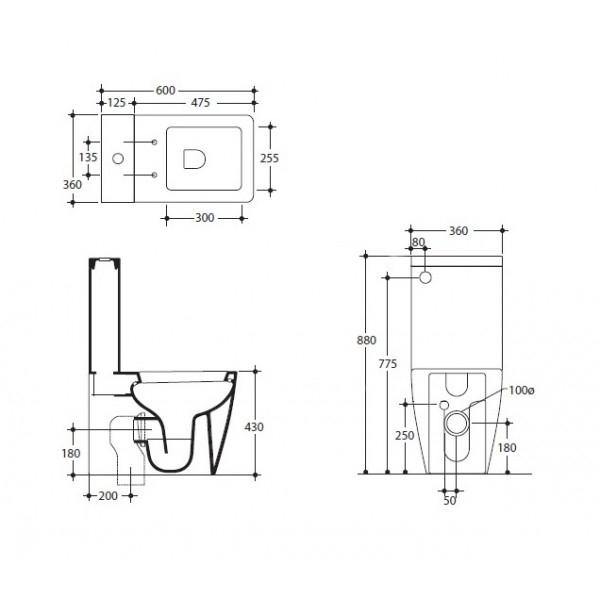 RETRO SET EGO BACK TO WALL TOILET+ TOILET BOARD SLOWLY CLOSING+FLUSH+FLUSHING SYSTEM WHITE/CHROME - OkBaths