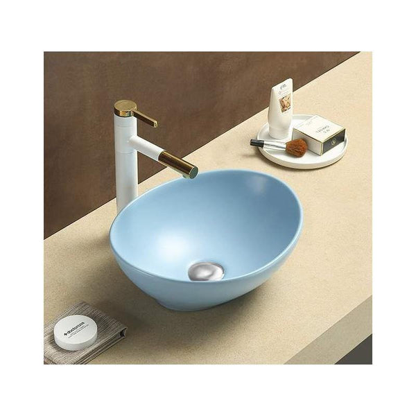 ELZA COUNTERTOP BASIN 400x340mm BLUE MAT - OkBaths