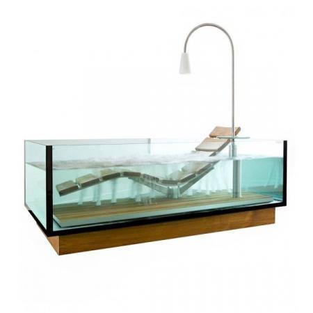 HOESCH WATER LOUNGE BATHTUB 2000x1200mm WITH DAYBED GLASS/WOOD - OkBaths