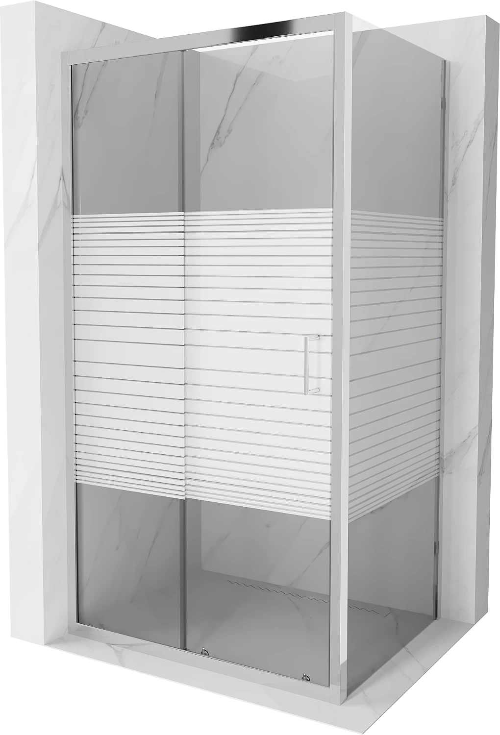 MEXEN APIA SHOWER ENCLOSURE WITH SLIDING DOORS-STRIPES/BANNER 5mm GLASS THICKNESS