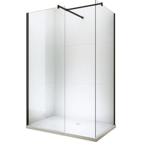 FOX SHOWER WALK IN CHROME BLACK FINISH 6mm GLASS THICKNESS - OkBaths