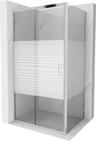 MEXEN APIA SHOWER ENCLOSURE WITH SLIDING DOORS-STRIPES/BANNER 5mm GLASS THICKNESS