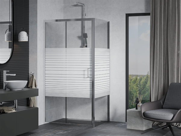 MEXEN APIA SHOWER ENCLOSURE WITH SLIDING DOORS-STRIPES/BANNER 5mm GLASS THICKNESS