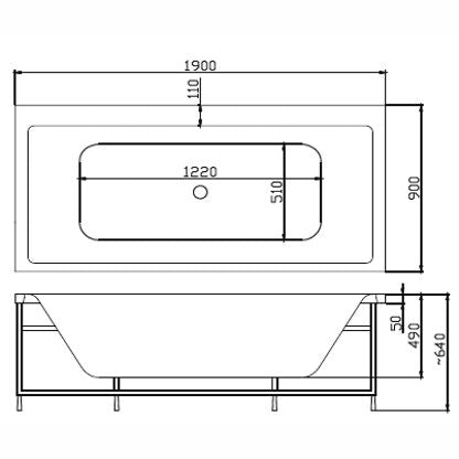 CLASSIC ITAKA RECTANGULAR  BATHTUB WITH 1 SOFT MASSAGE SYSTEM WHITE